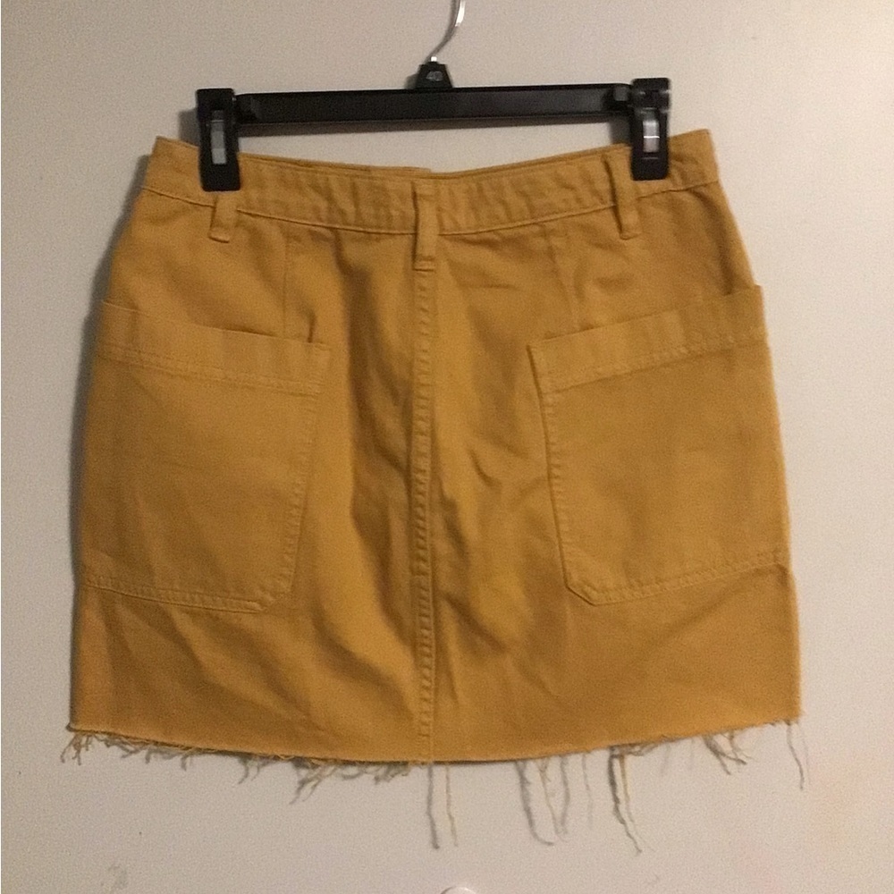 Pacsun Los Angeles mustard yellow‎ size 27 (pockets )raw hem mini skirt - Picture 9 of 9
